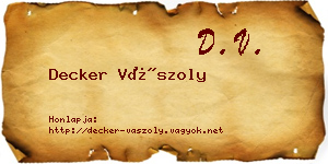 Decker Vászoly névjegykártya